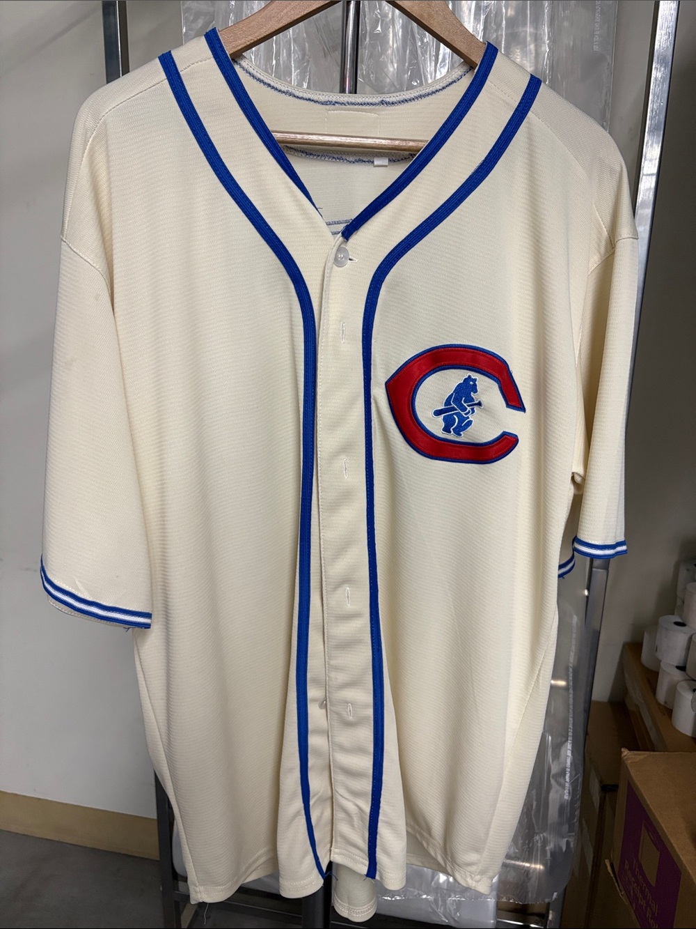 MLB Cream Jersey with Blue and Red Trim